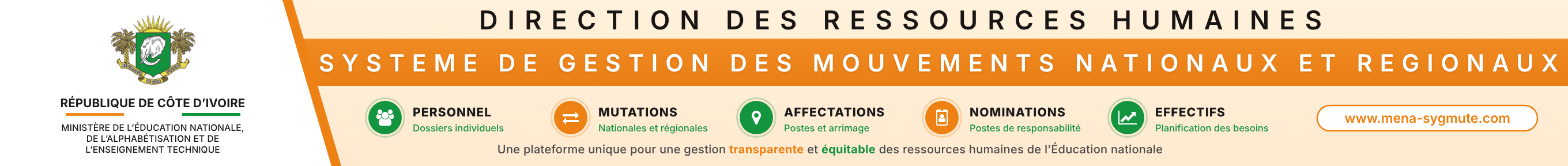 Direction des Ressources Humaines — Système de gestion des mouvements nationaux et régionaux